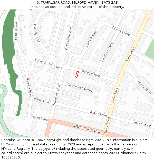 6, TRAFALGAR ROAD, MILFORD HAVEN, SA73 2AS: Location map and indicative extent of plot