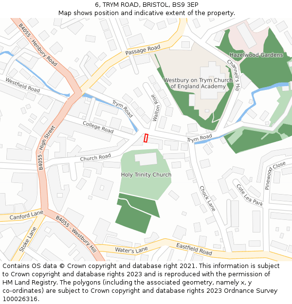 6, TRYM ROAD, BRISTOL, BS9 3EP: Location map and indicative extent of plot