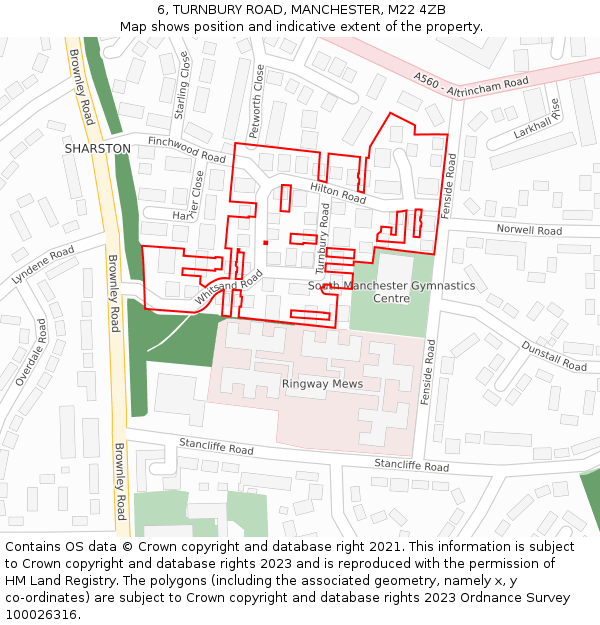 6, TURNBURY ROAD, MANCHESTER, M22 4ZB: Location map and indicative extent of plot