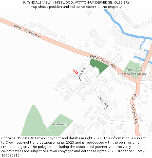 6, TYNDALE VIEW, KINGSWOOD, WOTTON-UNDER-EDGE, GL12 8RY: Location map and indicative extent of plot