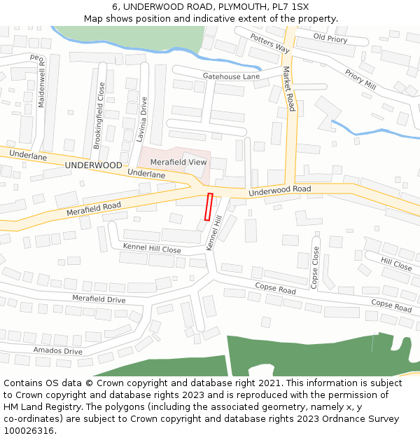 6, UNDERWOOD ROAD, PLYMOUTH, PL7 1SX: Location map and indicative extent of plot