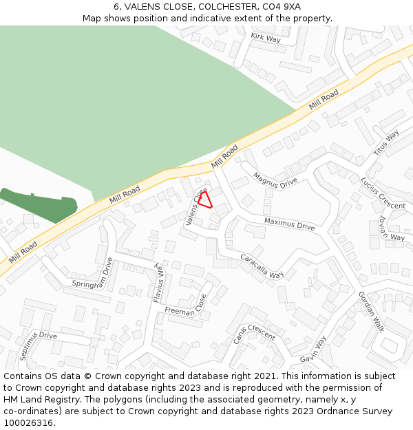 6, VALENS CLOSE, COLCHESTER, CO4 9XA: Location map and indicative extent of plot