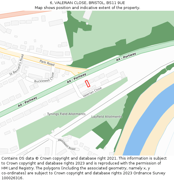 6, VALERIAN CLOSE, BRISTOL, BS11 9UE: Location map and indicative extent of plot
