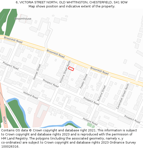 6, VICTORIA STREET NORTH, OLD WHITTINGTON, CHESTERFIELD, S41 9DW: Location map and indicative extent of plot