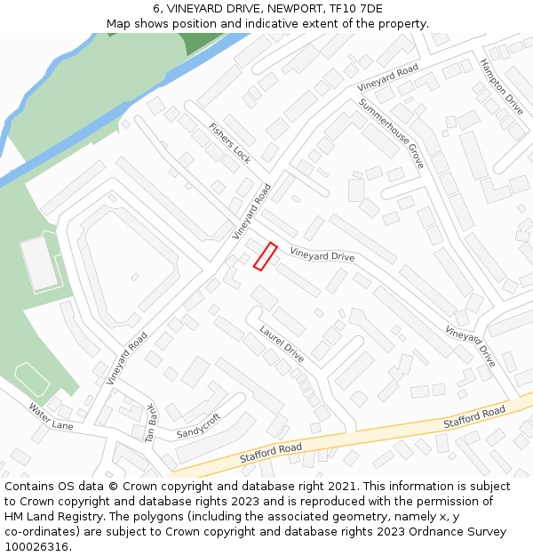 6, VINEYARD DRIVE, NEWPORT, TF10 7DE: Location map and indicative extent of plot