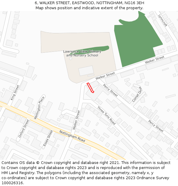 6, WALKER STREET, EASTWOOD, NOTTINGHAM, NG16 3EH: Location map and indicative extent of plot