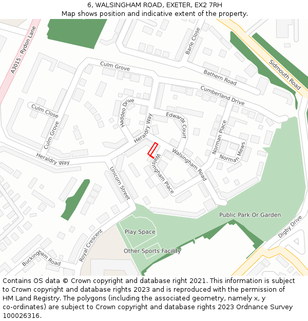 6, WALSINGHAM ROAD, EXETER, EX2 7RH: Location map and indicative extent of plot