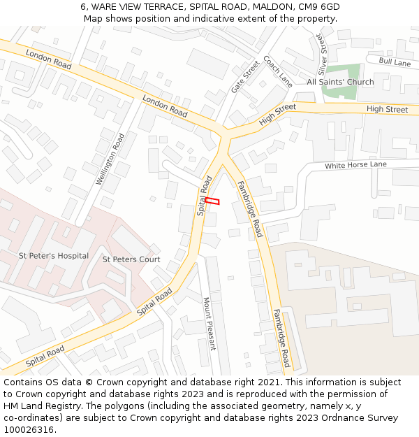 6, WARE VIEW TERRACE, SPITAL ROAD, MALDON, CM9 6GD: Location map and indicative extent of plot