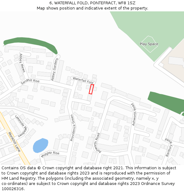 6, WATERFALL FOLD, PONTEFRACT, WF8 1SZ: Location map and indicative extent of plot