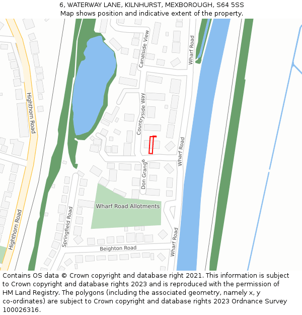 6, WATERWAY LANE, KILNHURST, MEXBOROUGH, S64 5SS: Location map and indicative extent of plot