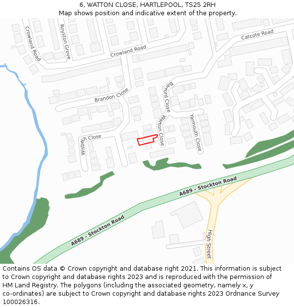 6, WATTON CLOSE, HARTLEPOOL, TS25 2RH: Location map and indicative extent of plot