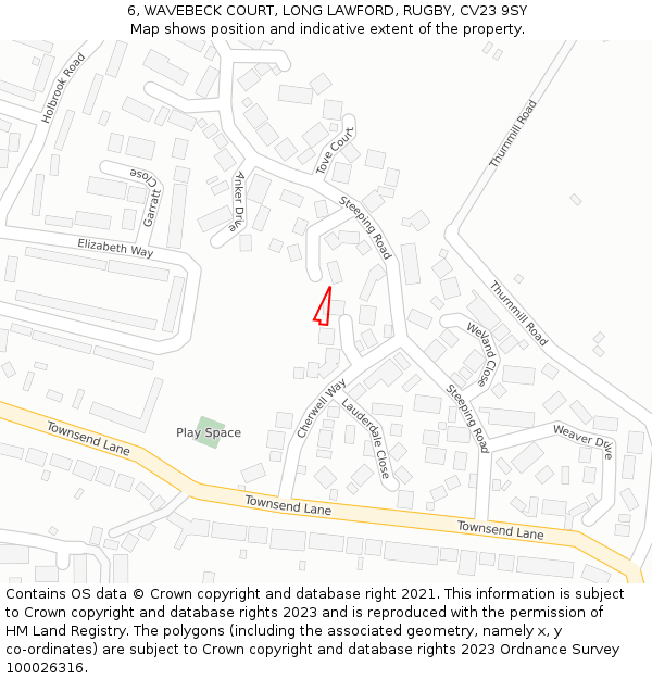 6, WAVEBECK COURT, LONG LAWFORD, RUGBY, CV23 9SY: Location map and indicative extent of plot