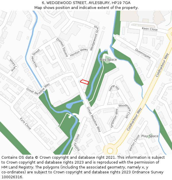 6, WEDGEWOOD STREET, AYLESBURY, HP19 7GA: Location map and indicative extent of plot