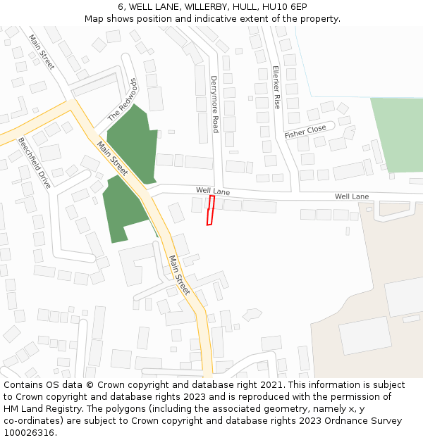 6, WELL LANE, WILLERBY, HULL, HU10 6EP: Location map and indicative extent of plot