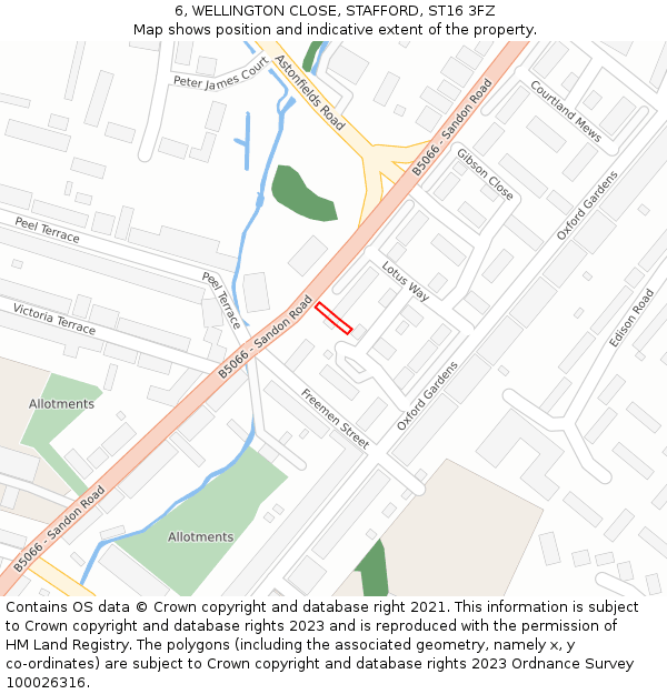 6, WELLINGTON CLOSE, STAFFORD, ST16 3FZ: Location map and indicative extent of plot