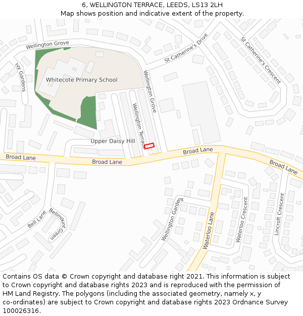 6, WELLINGTON TERRACE, LEEDS, LS13 2LH: Location map and indicative extent of plot
