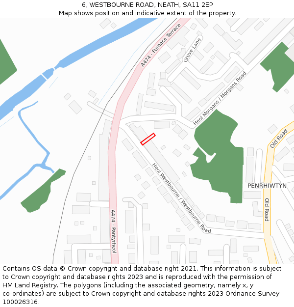 6, WESTBOURNE ROAD, NEATH, SA11 2EP: Location map and indicative extent of plot