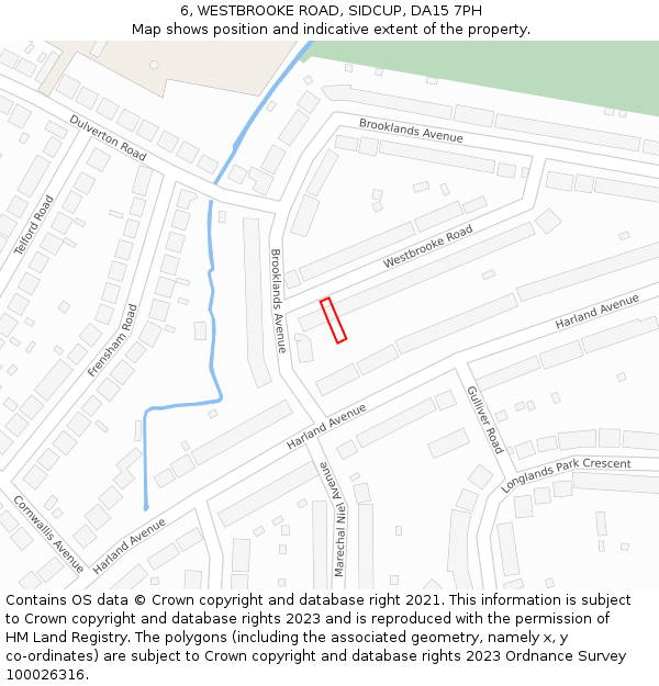 6, WESTBROOKE ROAD, SIDCUP, DA15 7PH: Location map and indicative extent of plot