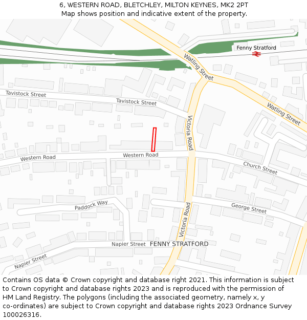 6, WESTERN ROAD, BLETCHLEY, MILTON KEYNES, MK2 2PT: Location map and indicative extent of plot