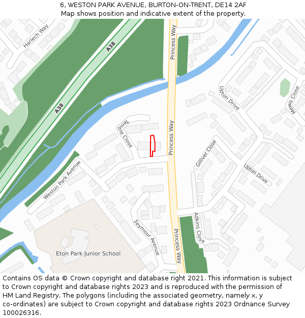 6, WESTON PARK AVENUE, BURTON-ON-TRENT, DE14 2AF: Location map and indicative extent of plot