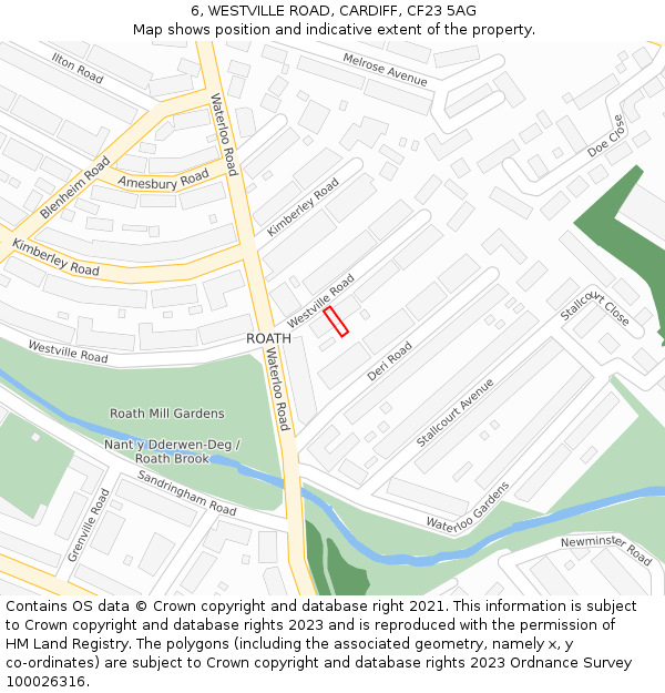 6, WESTVILLE ROAD, CARDIFF, CF23 5AG: Location map and indicative extent of plot