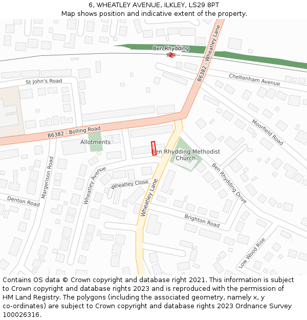 6, WHEATLEY AVENUE, ILKLEY, LS29 8PT: Location map and indicative extent of plot