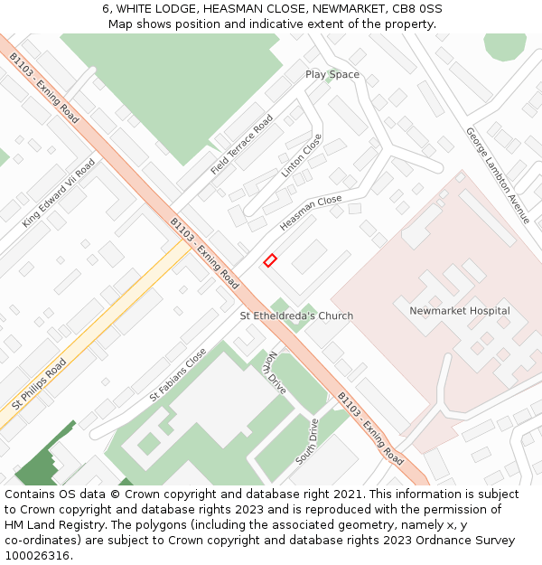 6, WHITE LODGE, HEASMAN CLOSE, NEWMARKET, CB8 0SS: Location map and indicative extent of plot