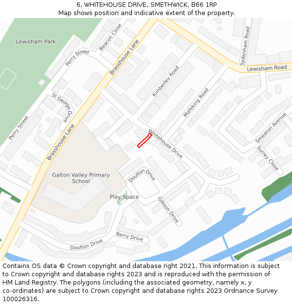 6, WHITEHOUSE DRIVE, SMETHWICK, B66 1RP: Location map and indicative extent of plot