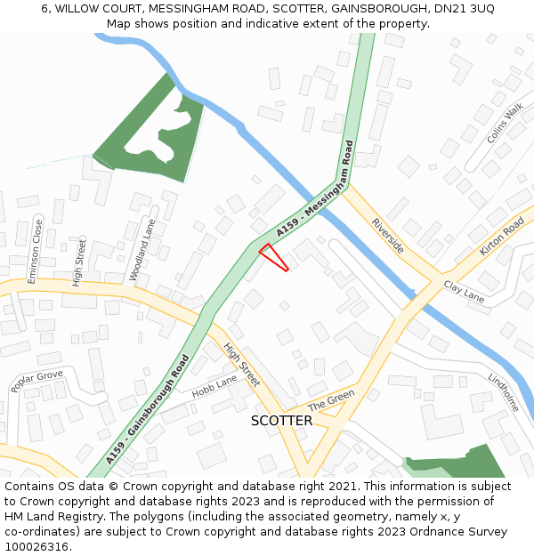 6, WILLOW COURT, MESSINGHAM ROAD, SCOTTER, GAINSBOROUGH, DN21 3UQ: Location map and indicative extent of plot