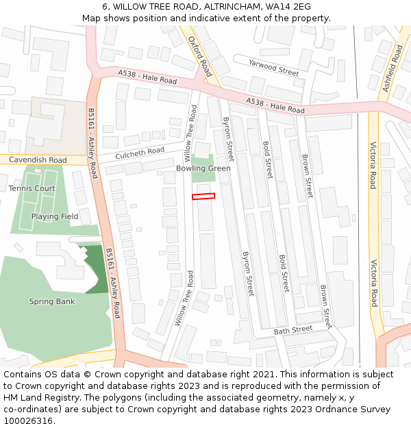 6, WILLOW TREE ROAD, ALTRINCHAM, WA14 2EG: Location map and indicative extent of plot
