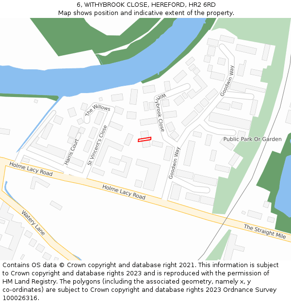6, WITHYBROOK CLOSE, HEREFORD, HR2 6RD: Location map and indicative extent of plot