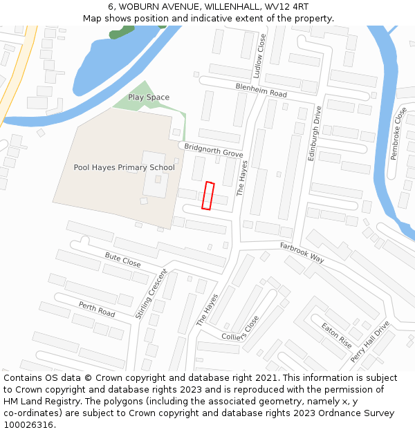 6, WOBURN AVENUE, WILLENHALL, WV12 4RT: Location map and indicative extent of plot