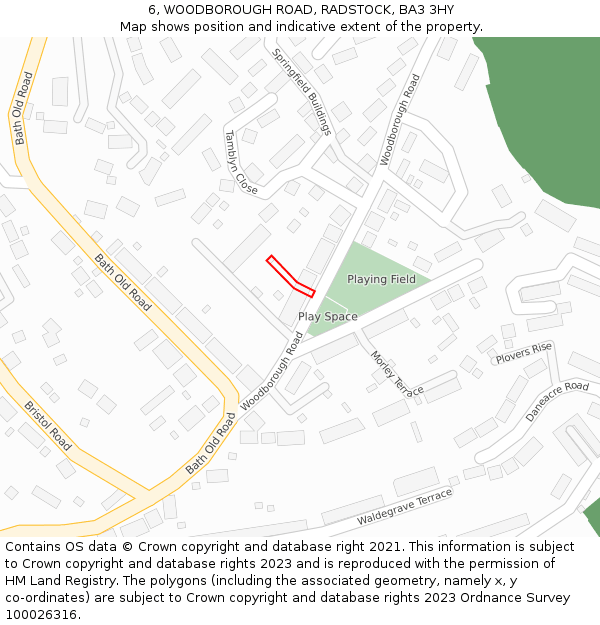 6, WOODBOROUGH ROAD, RADSTOCK, BA3 3HY: Location map and indicative extent of plot