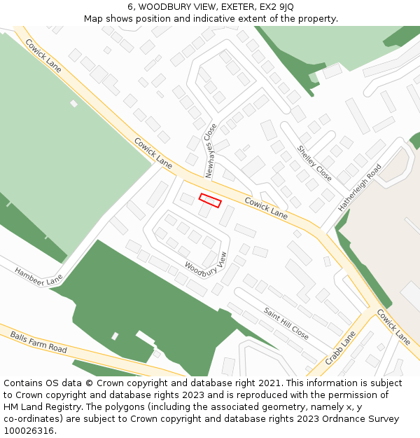 6, WOODBURY VIEW, EXETER, EX2 9JQ: Location map and indicative extent of plot