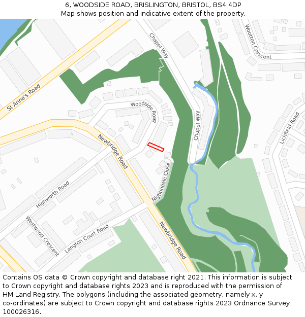 6, WOODSIDE ROAD, BRISLINGTON, BRISTOL, BS4 4DP: Location map and indicative extent of plot