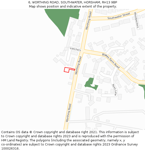 6, WORTHING ROAD, SOUTHWATER, HORSHAM, RH13 9BP: Location map and indicative extent of plot