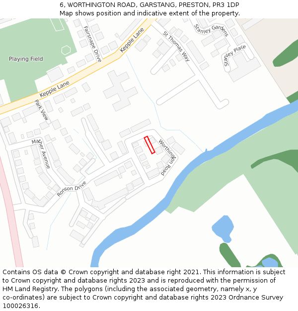 6, WORTHINGTON ROAD, GARSTANG, PRESTON, PR3 1DP: Location map and indicative extent of plot