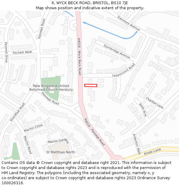 6, WYCK BECK ROAD, BRISTOL, BS10 7JE: Location map and indicative extent of plot