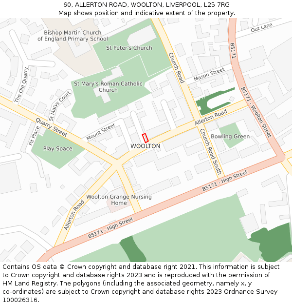 60, ALLERTON ROAD, WOOLTON, LIVERPOOL, L25 7RG: Location map and indicative extent of plot