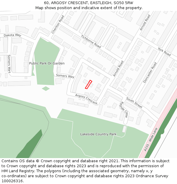 60, ARGOSY CRESCENT, EASTLEIGH, SO50 5RW: Location map and indicative extent of plot