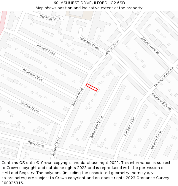 60, ASHURST DRIVE, ILFORD, IG2 6SB: Location map and indicative extent of plot