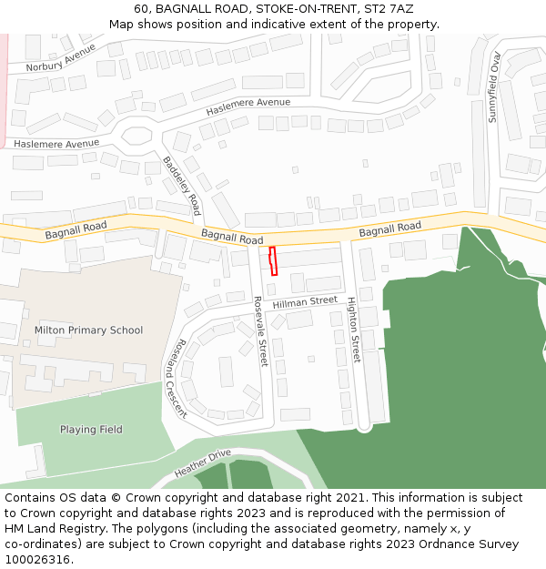 60, BAGNALL ROAD, STOKE-ON-TRENT, ST2 7AZ: Location map and indicative extent of plot