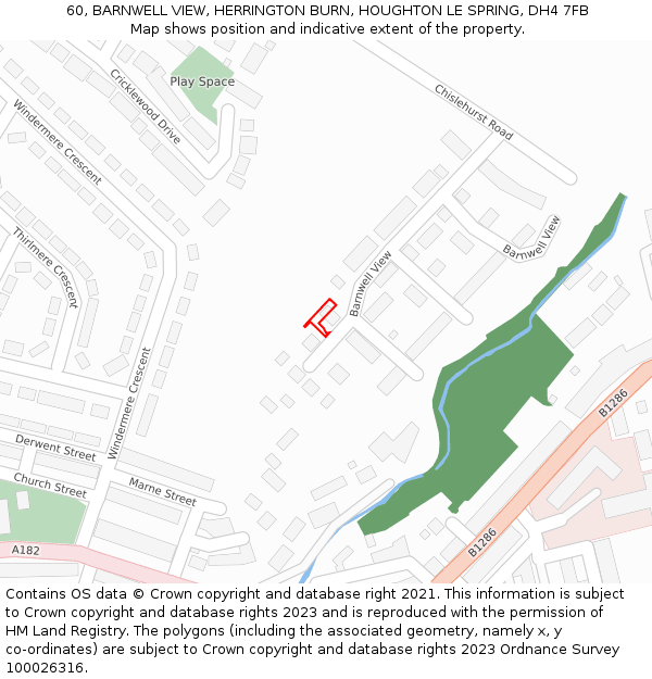 60, BARNWELL VIEW, HERRINGTON BURN, HOUGHTON LE SPRING, DH4 7FB: Location map and indicative extent of plot
