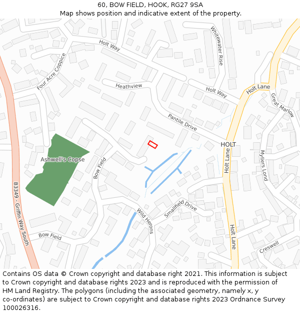60, BOW FIELD, HOOK, RG27 9SA: Location map and indicative extent of plot