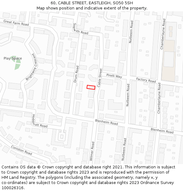 60, CABLE STREET, EASTLEIGH, SO50 5SH: Location map and indicative extent of plot