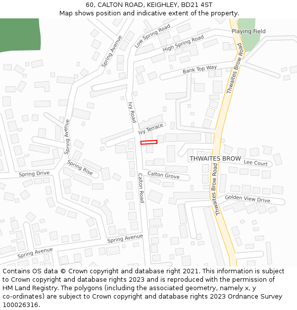 60, CALTON ROAD, KEIGHLEY, BD21 4ST: Location map and indicative extent of plot