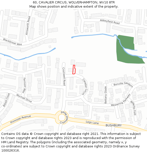 60, CAVALIER CIRCUS, WOLVERHAMPTON, WV10 8TR: Location map and indicative extent of plot