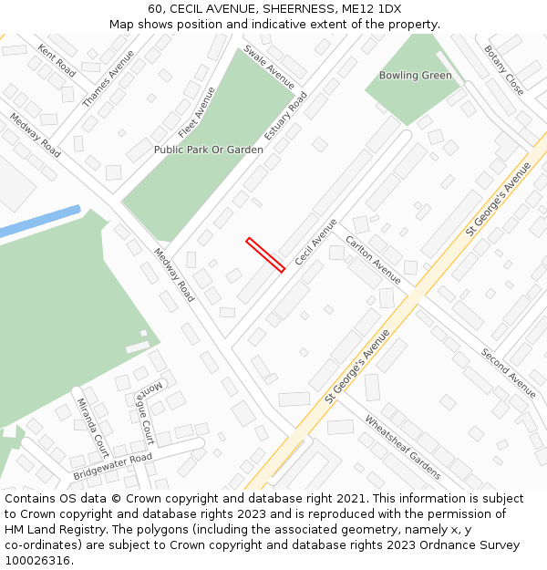 60, CECIL AVENUE, SHEERNESS, ME12 1DX: Location map and indicative extent of plot