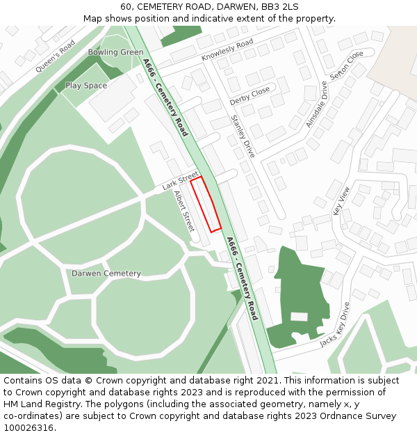 60, CEMETERY ROAD, DARWEN, BB3 2LS: Location map and indicative extent of plot