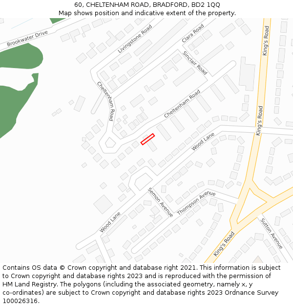 60, CHELTENHAM ROAD, BRADFORD, BD2 1QQ: Location map and indicative extent of plot